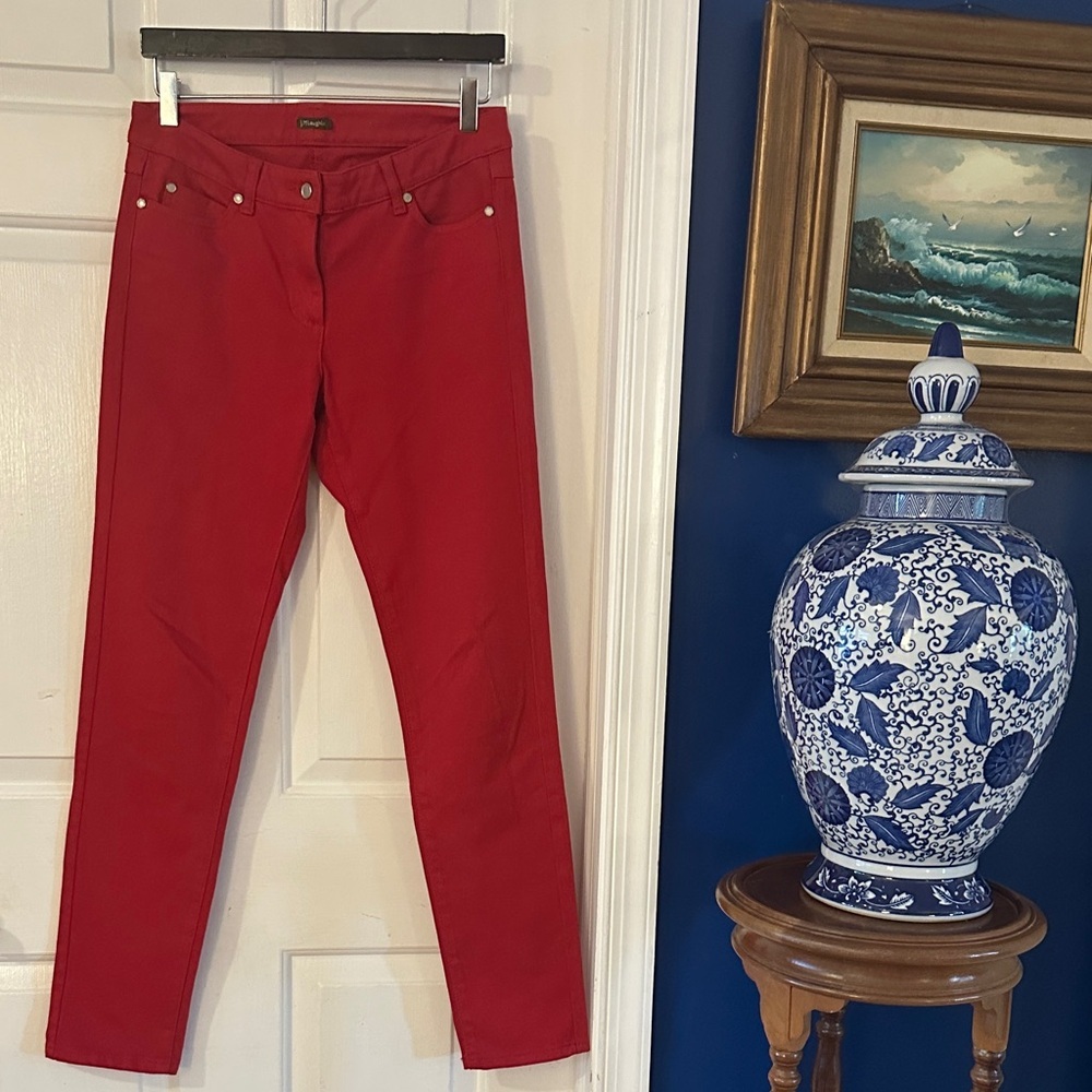 Women J. McLaughlin Vibrant Red Cotton & Spandex Skinny Jeans Size 2